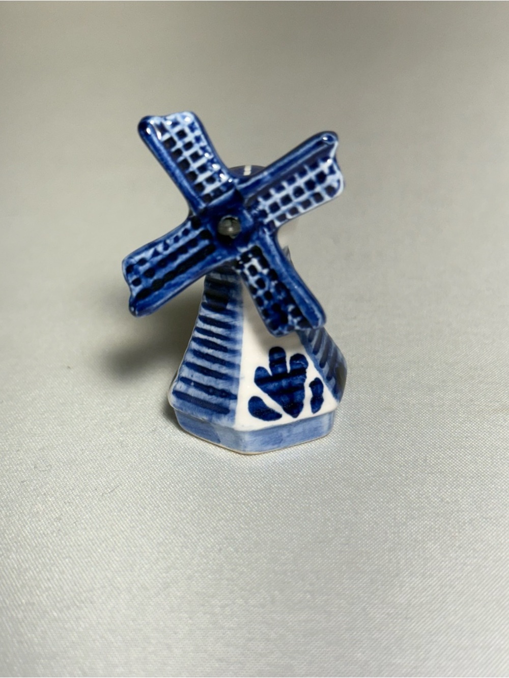 Vintage Blue Ceramic Windmill Miniature Figurine